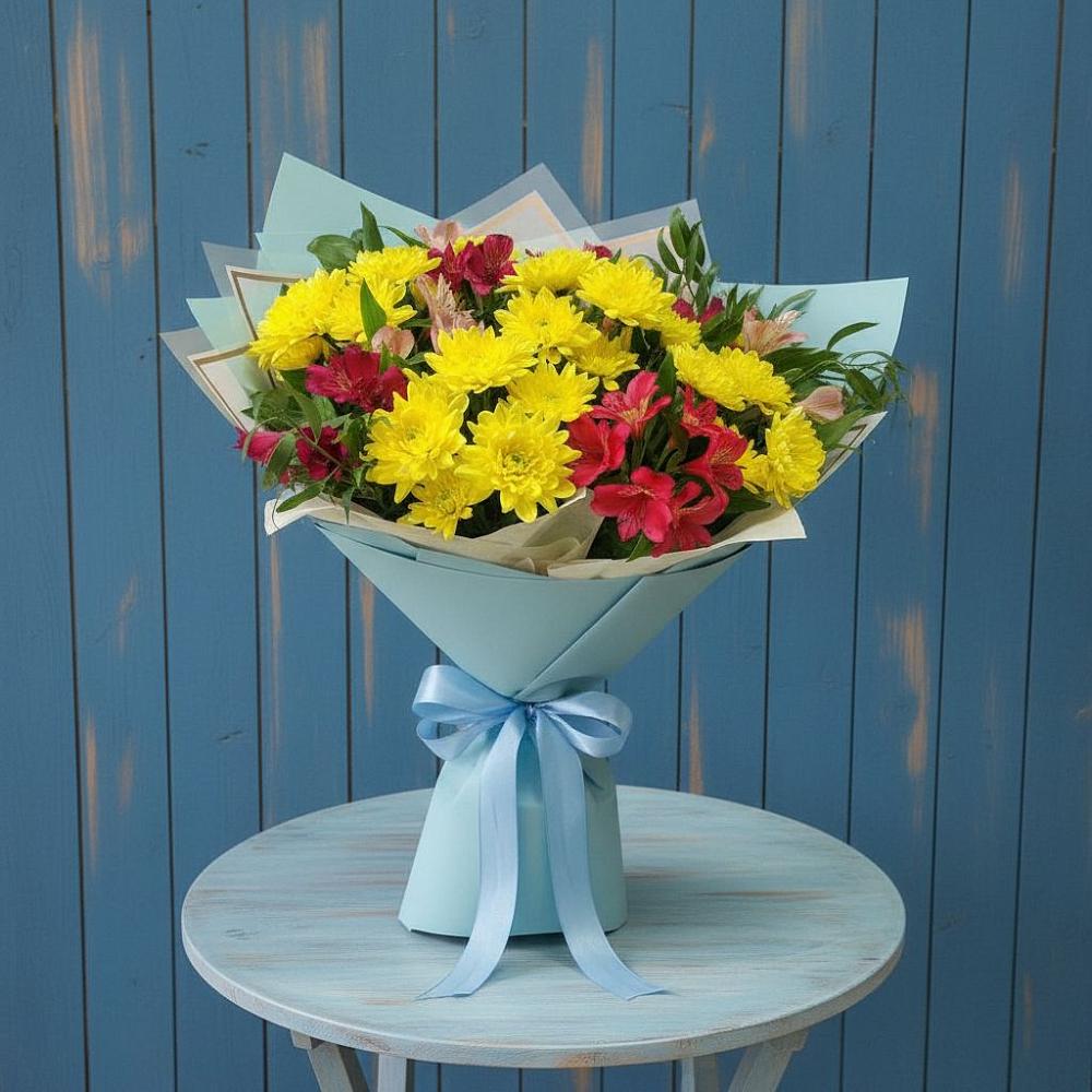 Букет цветов из: Альстромерии и Хризантемы в Забайкальске