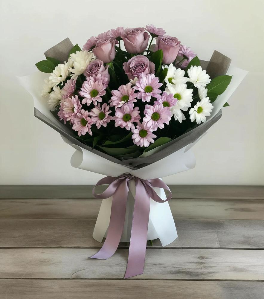 Букет цветов из: Хризантемы и Розы в Забайкальске
