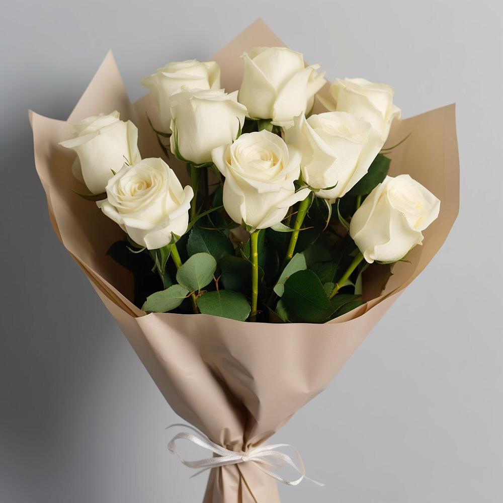 Букет 9 Белых роз Эдлесс Лав в Забайкальске