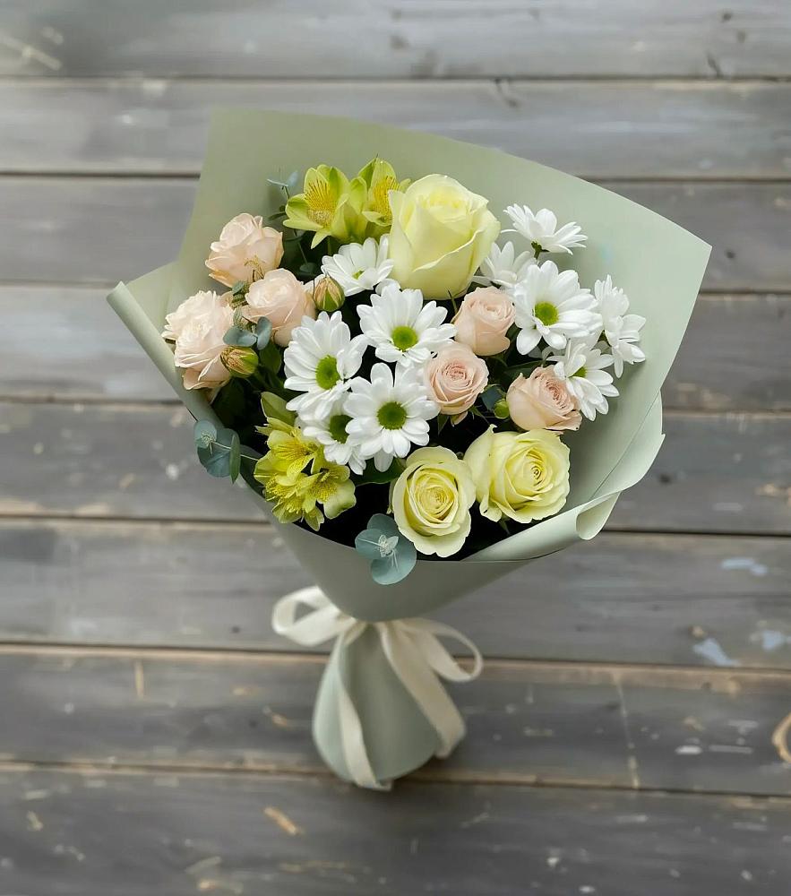 Букет цветов из: Альстромерии, Розы и Хризантемы в Забайкальске