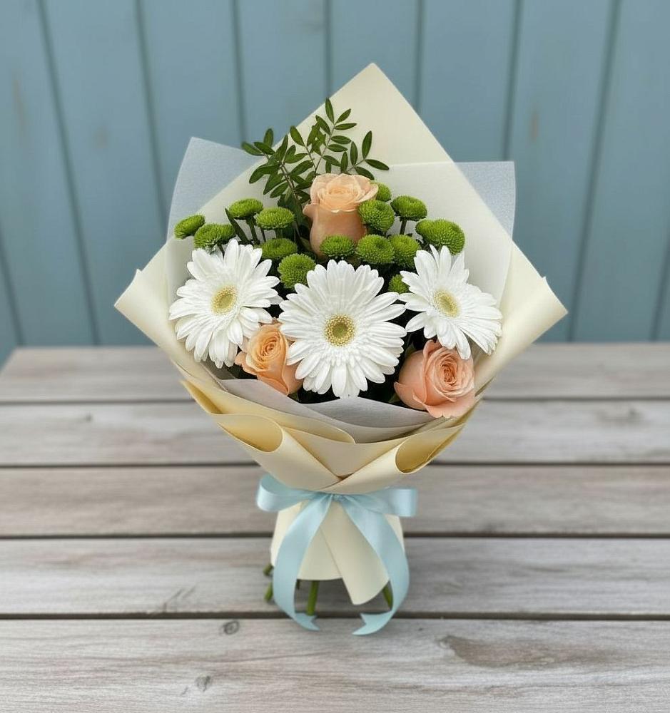 Букет цветов из: Герберы, Розы и Хризантемы в Забайкальске
