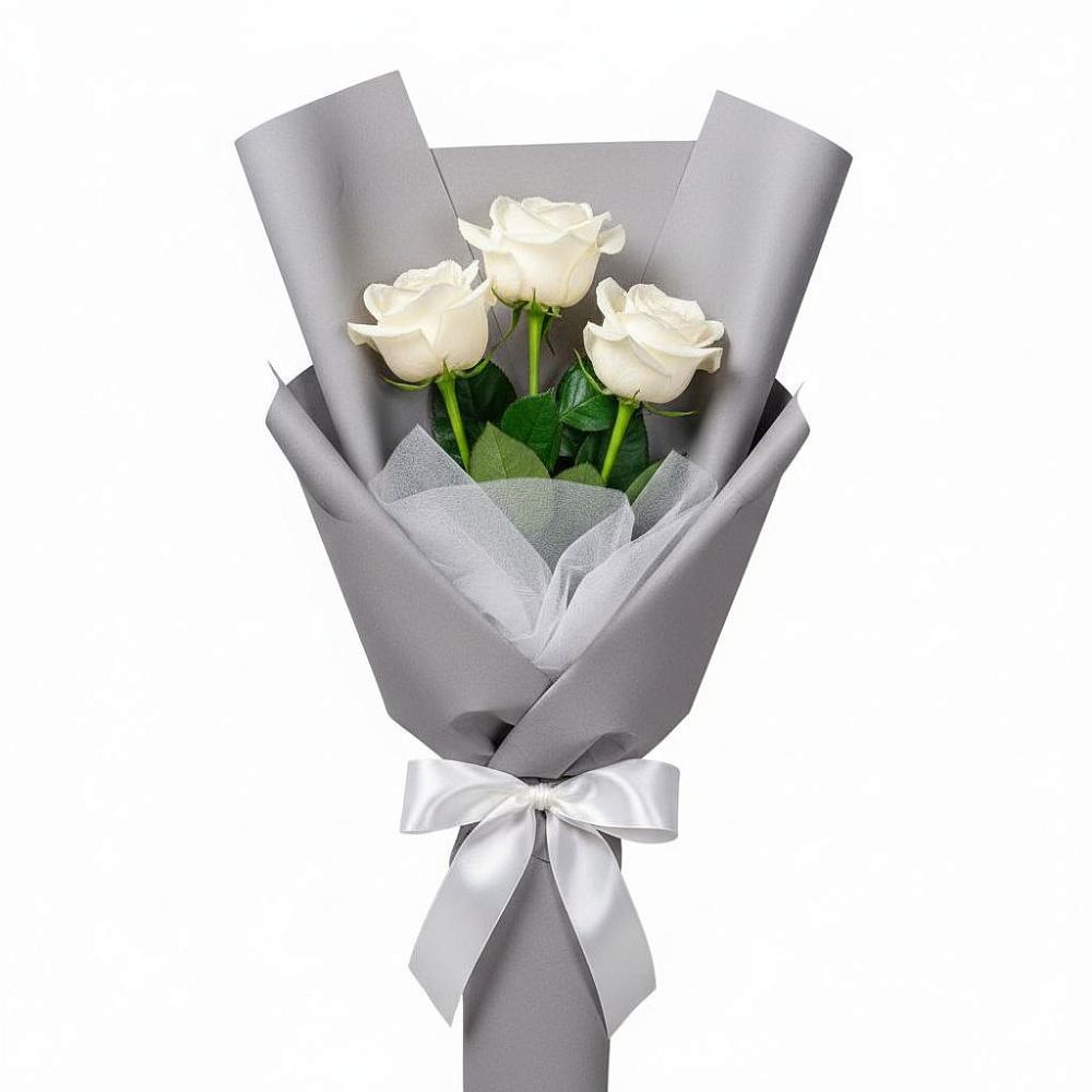 Букет 3 белые розы в Забайкальске